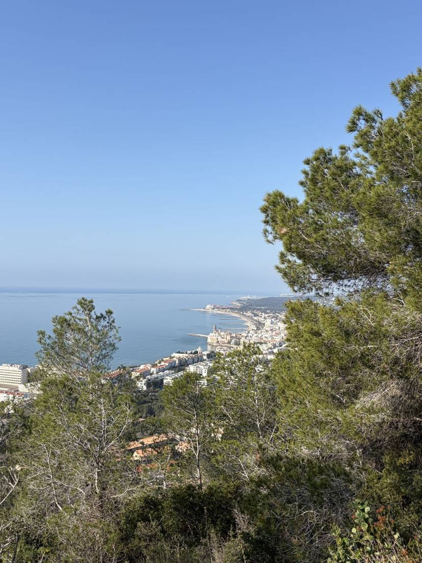 Panoramic view over Sitges from the Mirador de Levantina, where the hike begins