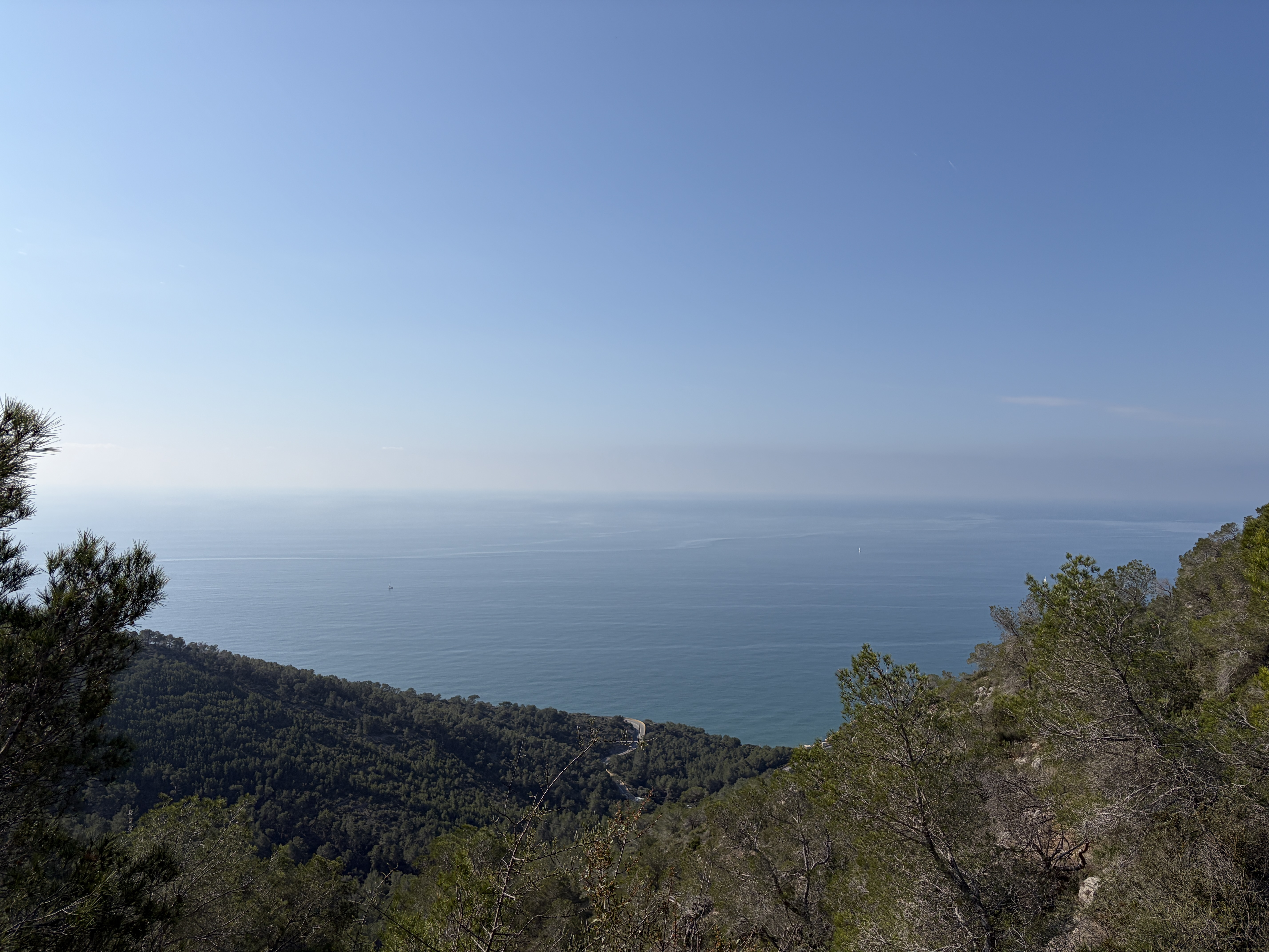 Open sea view from the middle of the trail through Garraf Natural Park