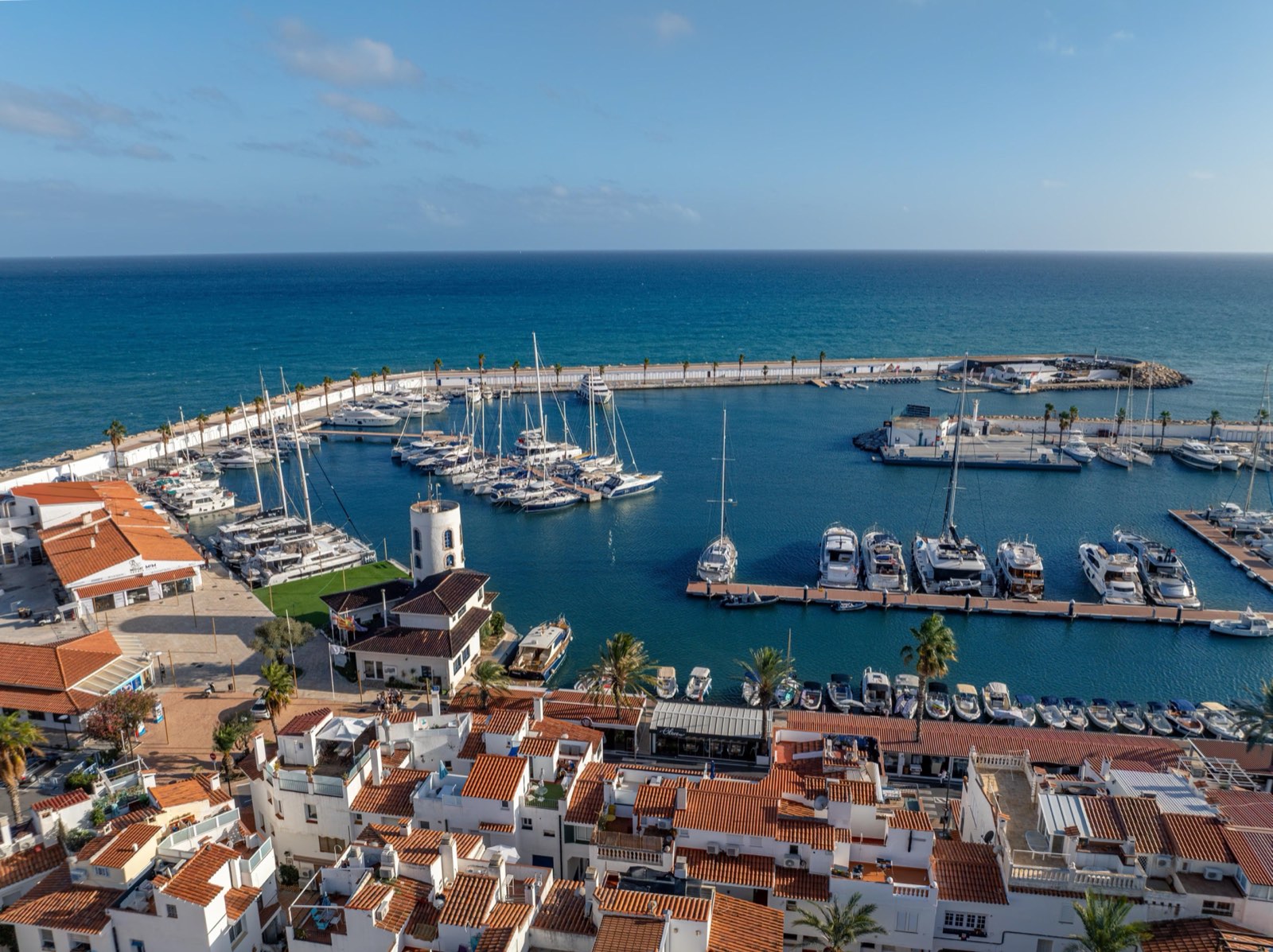 Aerial view of Port d’Aiguadolç marina, Sitges